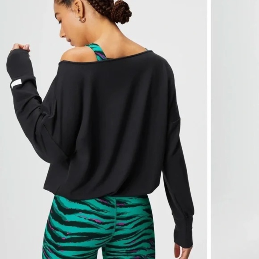 NEW FABLETICS LUXE TERRY OFF SHOULDER PULL OVER BLACK SIZE 4X String adjust - Picture 3 of 6
